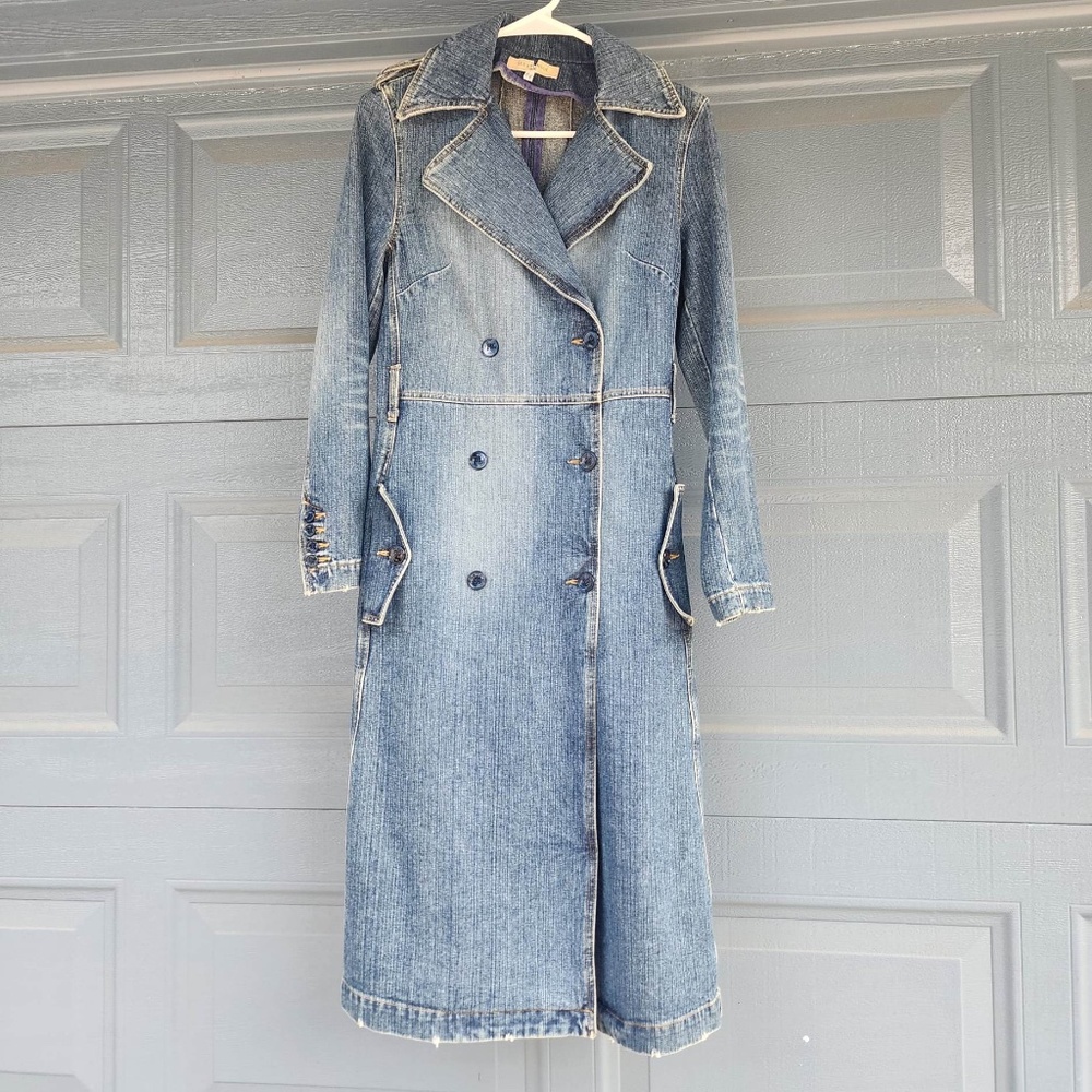 See by Chloe Paris Denim Double Breasted Trench Jacket, No Belt 4